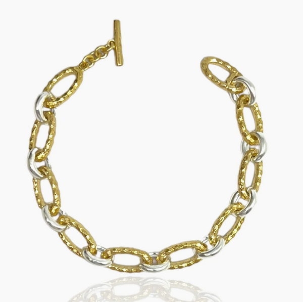 Gold Two-Tone Ravelle Hammered Bracelet