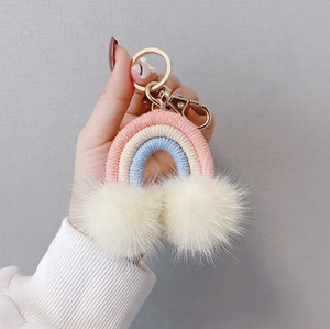 Rabbit Fur Rainbow Keychain