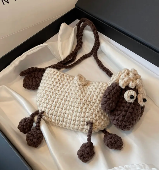 Crochet Lamb Shoulder Bag