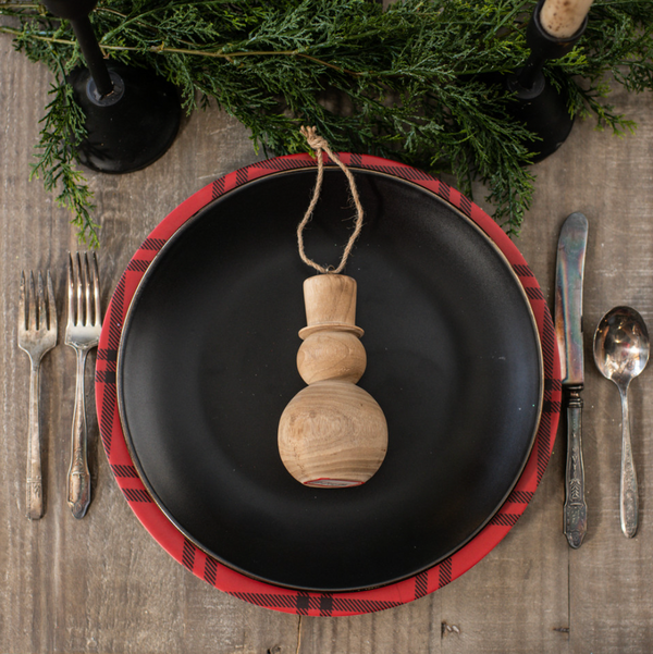 Wooden Snowman Ornament