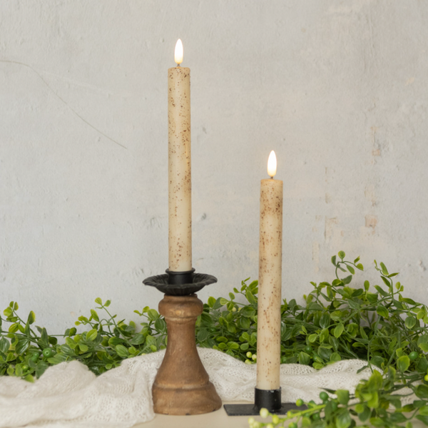 9.5" 3D Flame Cream Taper Candle (Set of 2)