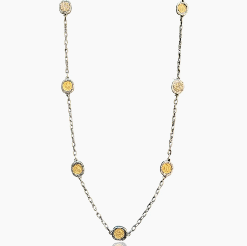 Mini Satin Silver Pavia Station Necklace