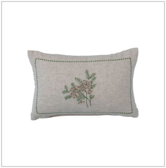 Embroidered Pine Lumbar Pillow
