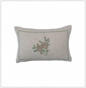 Embroidered Pine Lumbar Pillow