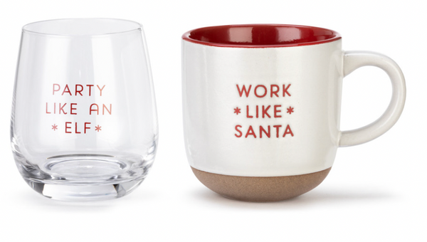 Santa and Elf Cup and Mug Set