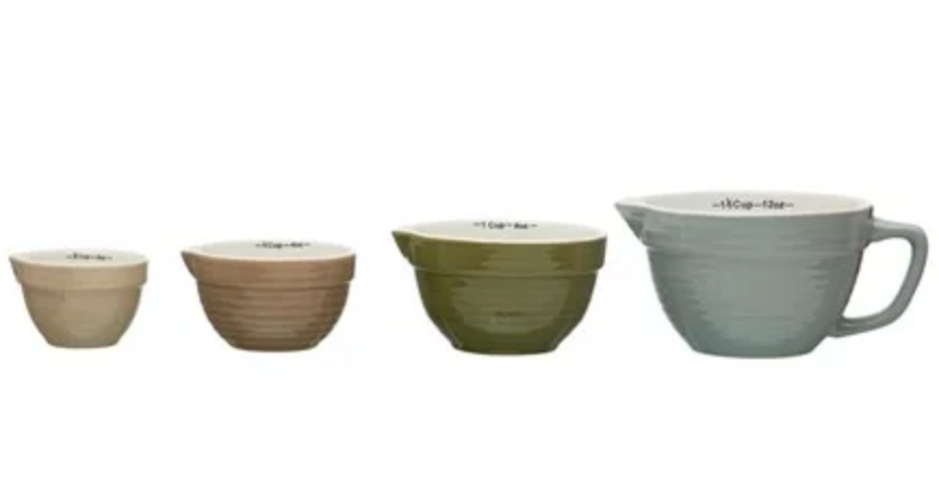 Batter Bowl Measuring Cups (Gray, Green, Brown, Tan)
