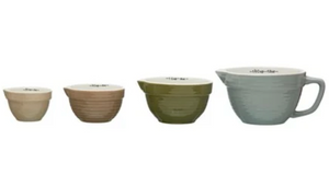 Batter Bowl Measuring Cups (Gray, Green, Brown, Tan)