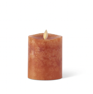 Orange Wax Flameless Pillar Candle