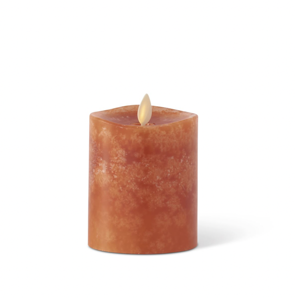 Orange Wax Flameless Pillar Candle