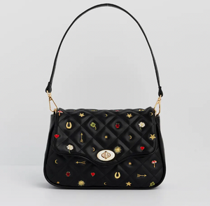 Black Quilted Motif Crossbody