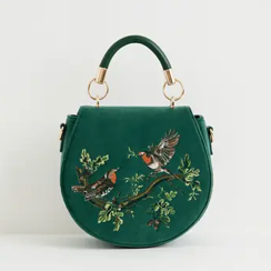 Robin Fern Velvet Saddle Purse