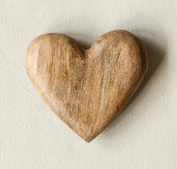 Hand-Carved Mango Wood Heart
