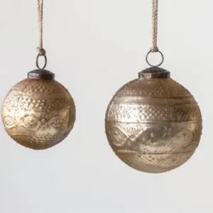 Embossed Mercury Glass Ball Ornament, 3" (Seasonal)