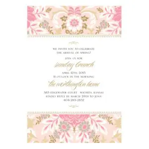 Juliet Pink Damask Floral Border (Stationery)