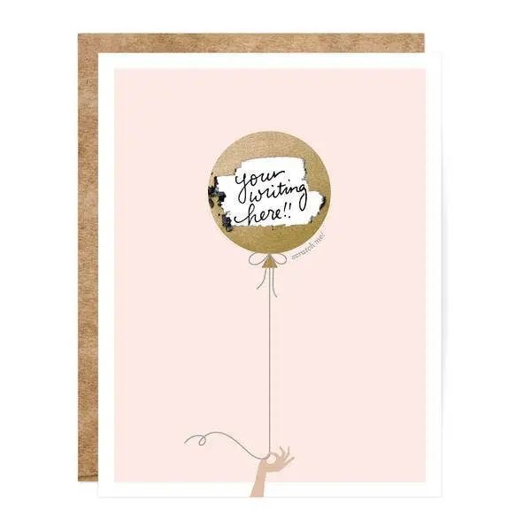 Make Your Own Scratch-Off Greeting Card, Pink & Gold Balloon