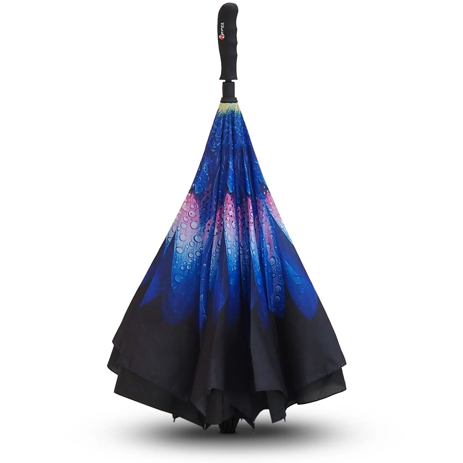 Reverse Folding Umbrella - Indigo Flower
