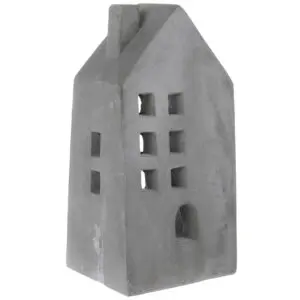 Gray Cement House Candle Holder - Small