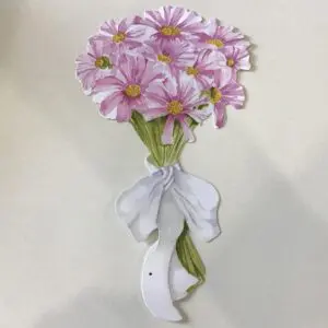 Bouquet Of Pink Flowers Cut Out (Stationery)