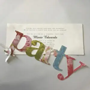 “Party” Cut Out Layered w/ Ribbon (Stationery)