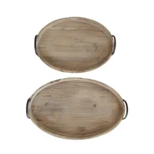 Decorative Wood Tray with Metal Handles, 2 Styles to Choose From