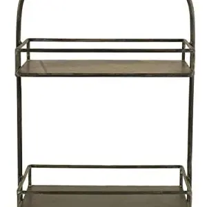 Decorative Metal Two-Tier Tray with Handle
