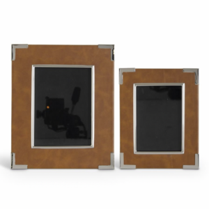 Vegan Leather & Silver Frame