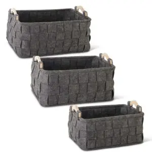 Woven Gray Felt Basket