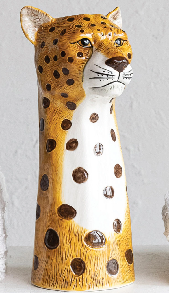 Stoneware Cheetah Vase
