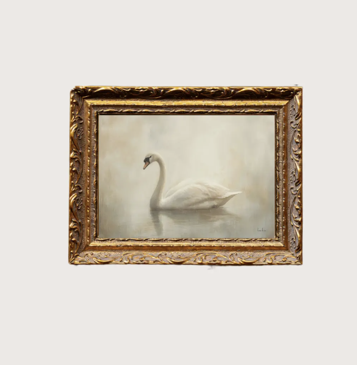 8 x 10 Vintage Swan Framed Art