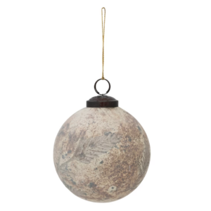 Etched Leaf Glass Ornament