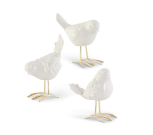 White Porcelain Birds w/Gold Legs