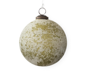 5" White Speckled Light Green Ornament