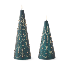 Gold Trim Green Cone LED Candle
