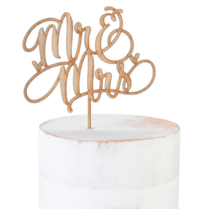 Mr & Mrs Wood Cake Pick