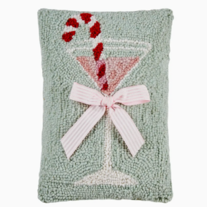 Gingham Bow Martini Glass Hook Pillow