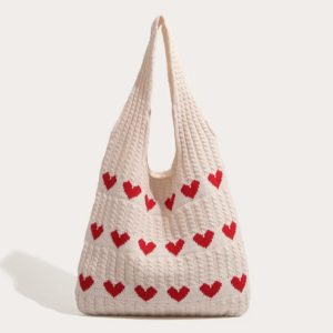 Love Heart Crochet Tote Bag