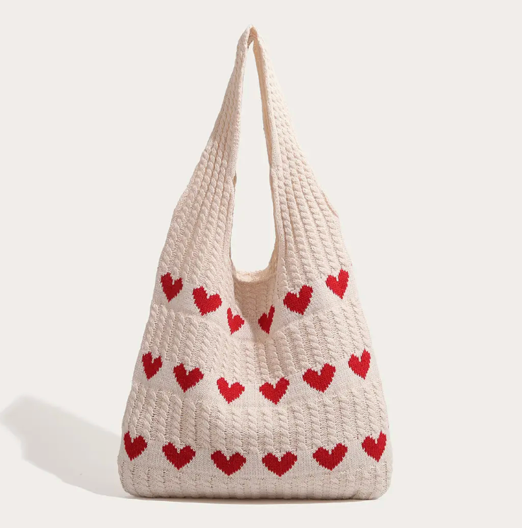 Love Heart Crochet Tote Bag