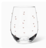 Pink Heart Stemless Wine Glass