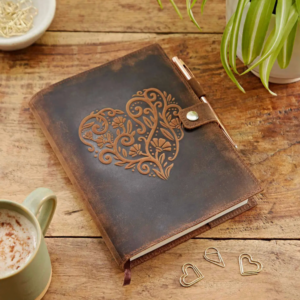 Heart Buffalo Leather Refillable Journal
