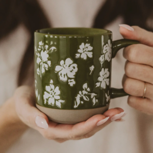 Green Floral Mug