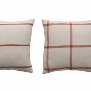 Cotton Flannel Pillow with Rust Color Pattern