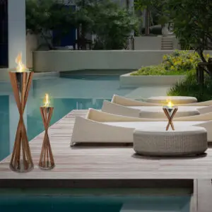 Teak Indoor/Outdoor Tabletop Fireplace