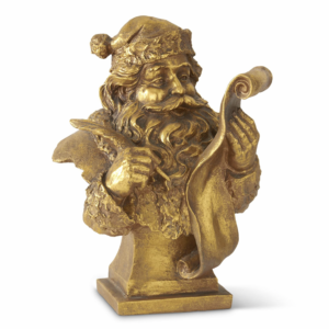 Gold Resin Santa w/ List
