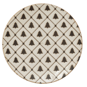 Stoneware Plate with Tree Pattern