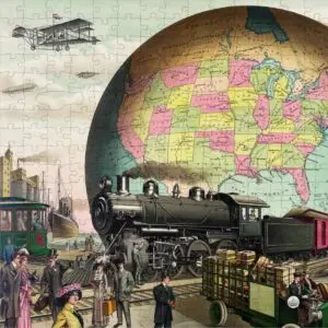 Wooden Puzzle: 20th Century Transport in Glass Jar