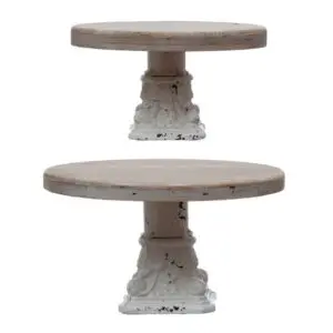 Wood & Metal Pedestals - White Distressed