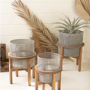 Woven Metal Planters (3)