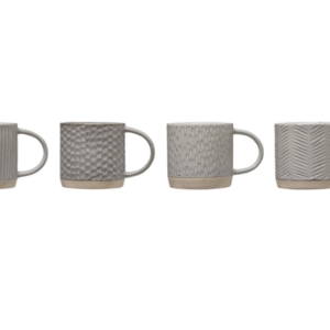 Embossed Stoneware Mug - Grey