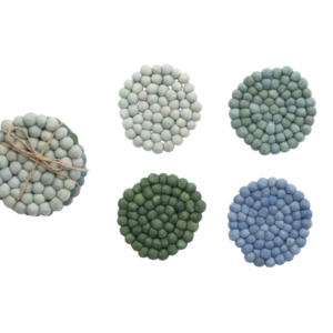 Handmade Wool Felt Ball Coasters