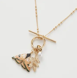 Enamel Moth Charm Necklace
